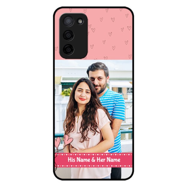 Oppo A53s 5G Personalized Glass Phone Case - Love Design Peach Color Oppo A53s 5G Personalized Glass Phone Case - Love Design Peach Color