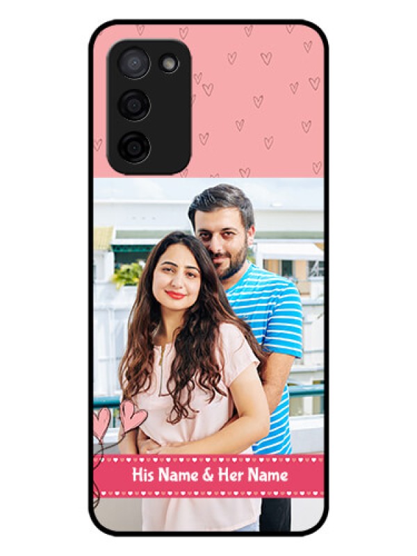 Custom Oppo A53s 5G Personalized Glass Phone Case - Love Design Peach Color