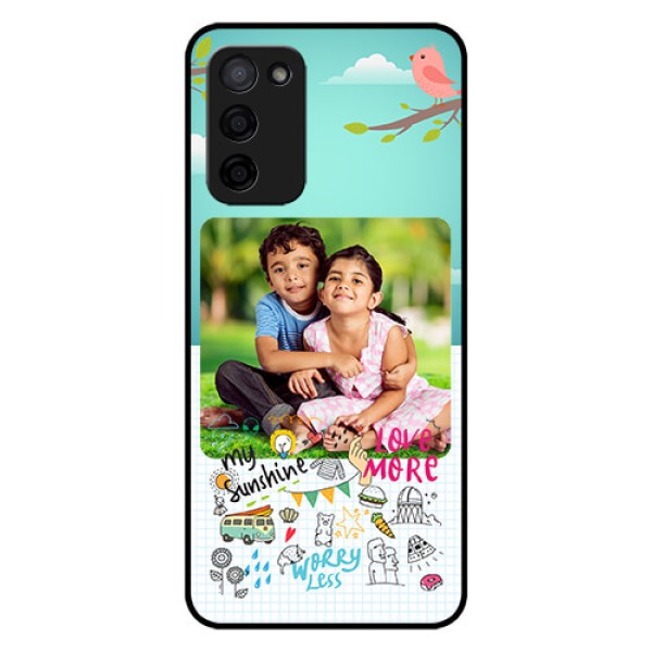 Oppo A53s 5G Photo Printing on Glass Case - Doodle love Design
