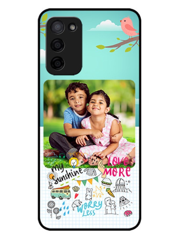 Custom Oppo A53s 5G Photo Printing on Glass Case - Doodle love Design