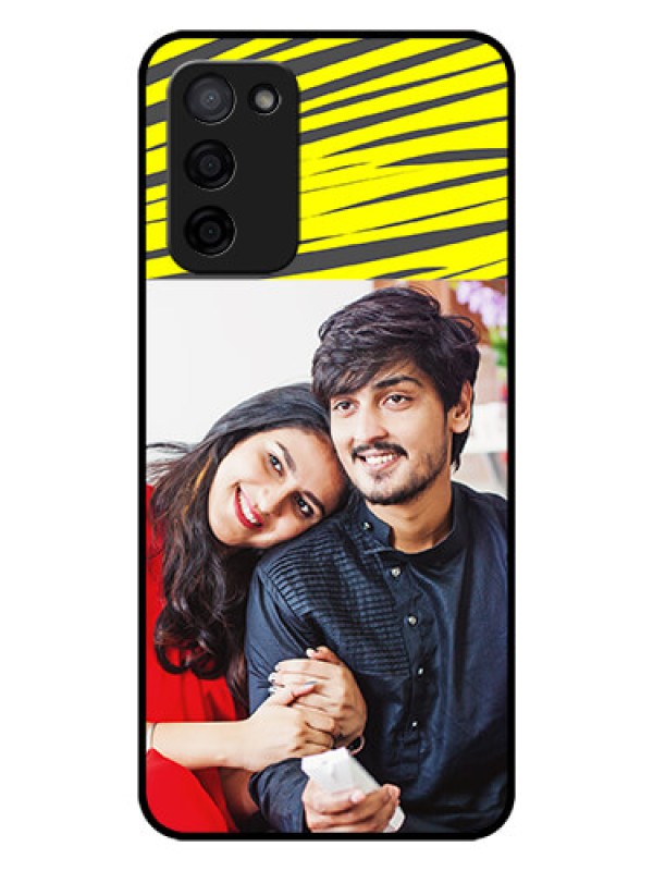 Custom Oppo A53s 5G Photo Printing on Glass Case - Yellow Abstract Design