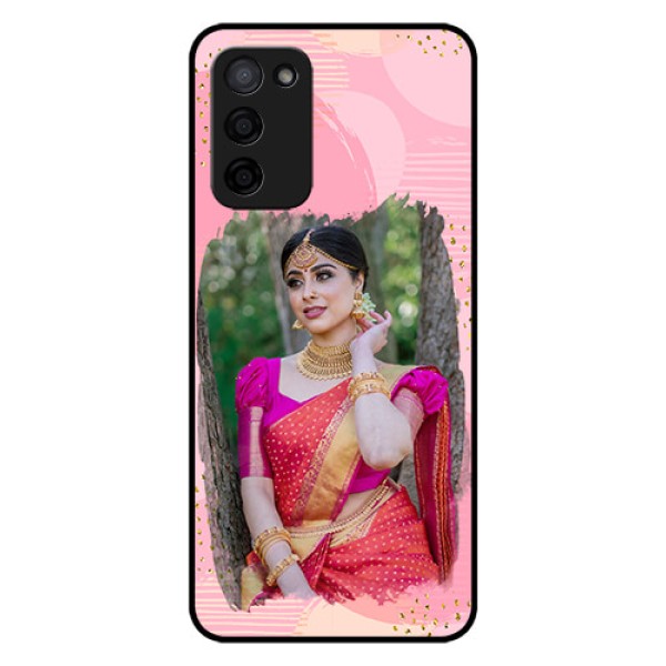 Oppo A53s 5G Personalized Glass Phone Case - Gold Glitter Splash Design