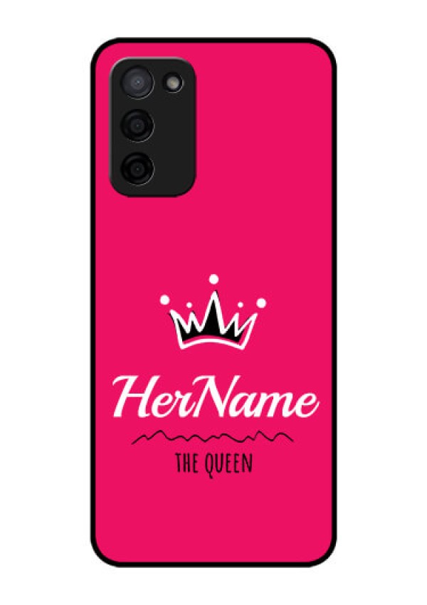 Oppo A53s 5G Glass Phone Case Queen with Name