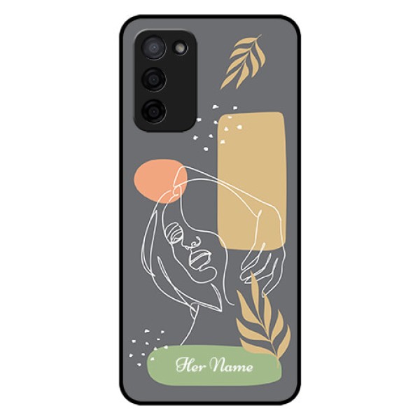 Oppo A53s 5G Custom Glass Phone Case - Gazing Woman line art Design Oppo A53s 5G Custom Glass Phone Case - Gazing Woman line art Design