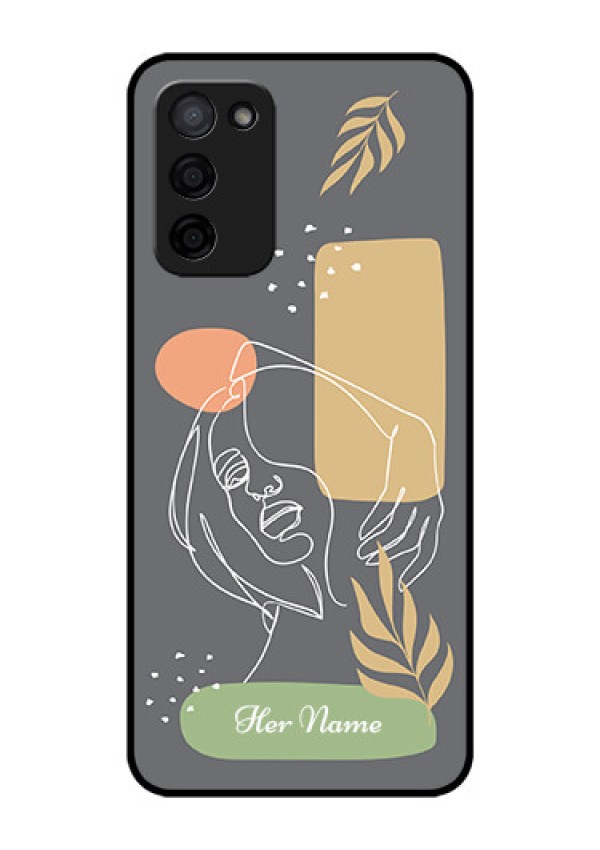 Oppo A53s 5G Custom Glass Phone Case - Gazing Woman line art Design