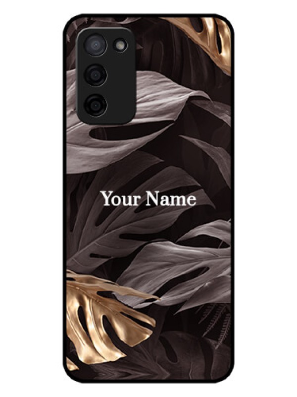 Custom Oppo A53s 5G Personalised Glass Phone Case - Wild Leaves digital paint Design