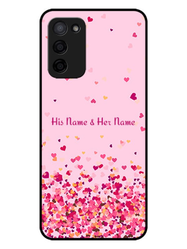 Custom Oppo A53s 5G Photo Printing on Glass Case - Floating Hearts Design