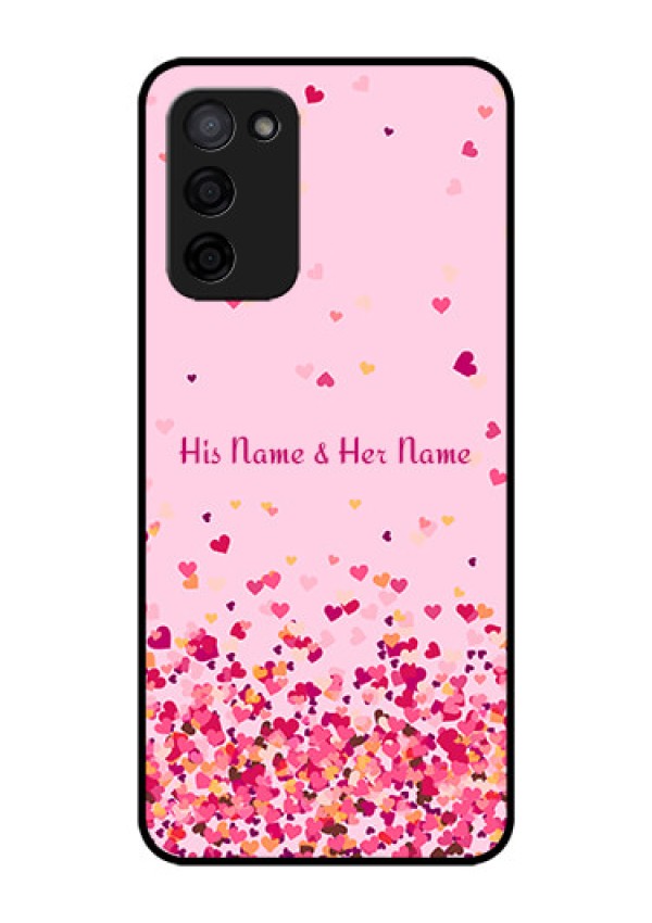 Oppo A53s 5G Photo Printing on Glass Case - Floating Hearts Design