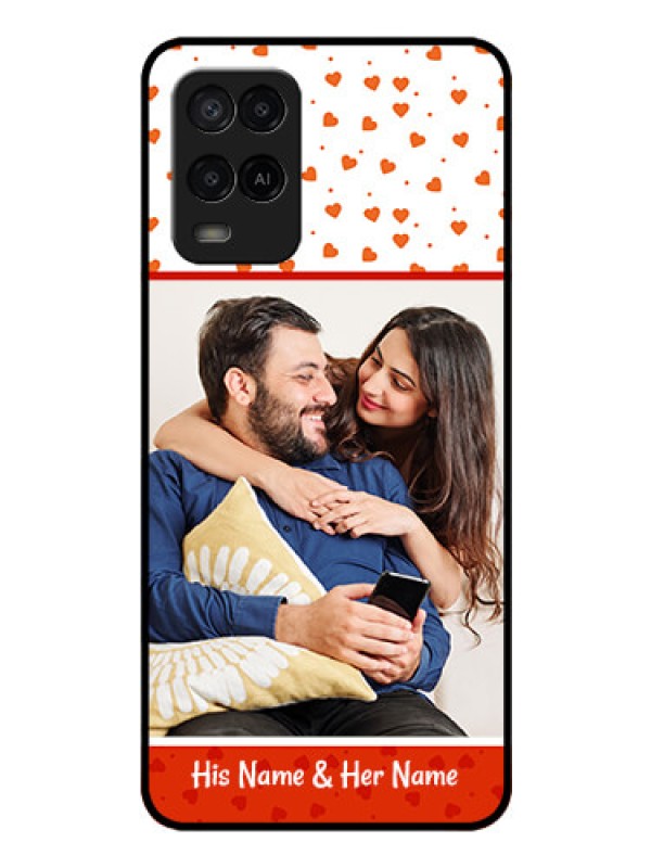 Custom Oppo A54 Custom Glass Phone Case - Orange Love Symbol Design