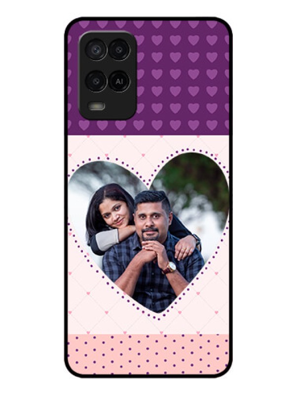 Custom Oppo A54 Custom Glass Phone Case - Violet Love Dots Design