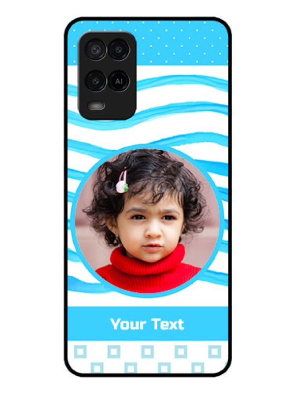 Custom Oppo A54 Custom Glass Phone Case - Simple Blue Case Design