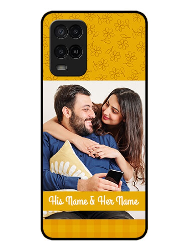 Custom Oppo A54 Custom Glass Mobile Case - Yellow Floral Design