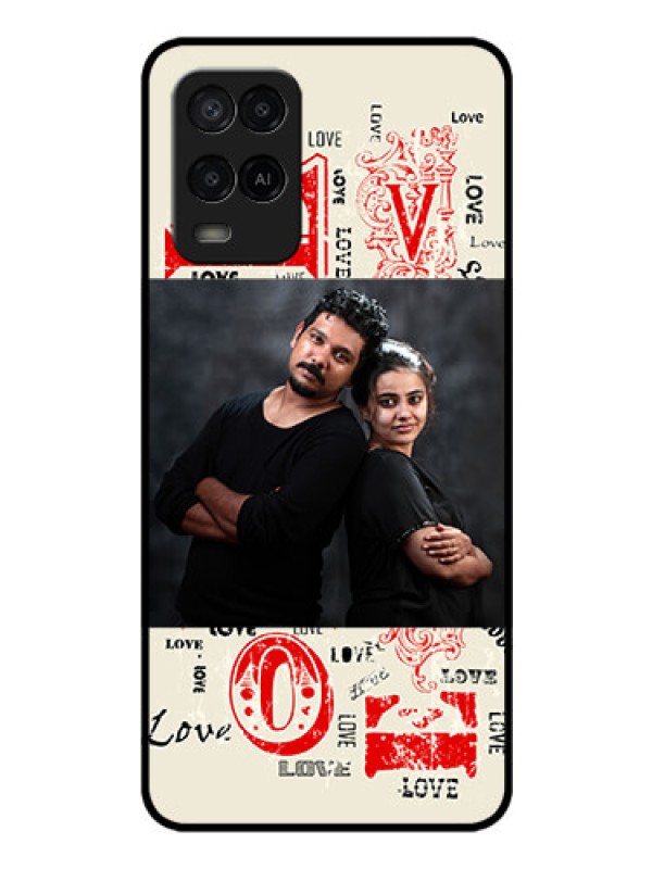 Custom Oppo A54 Photo Printing on Glass Case - Trendy Love Design Case