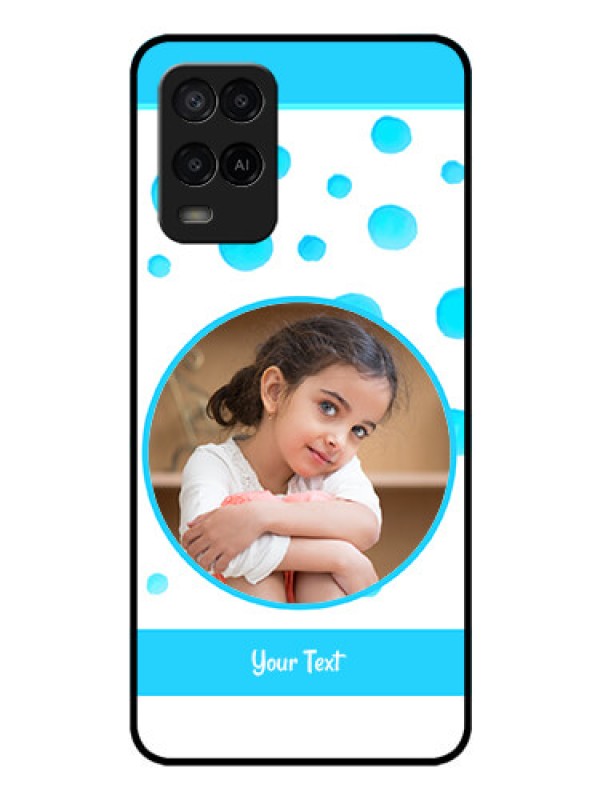 Custom Oppo A54 Photo Printing on Glass Case - Blue Bubbles Pattern Design