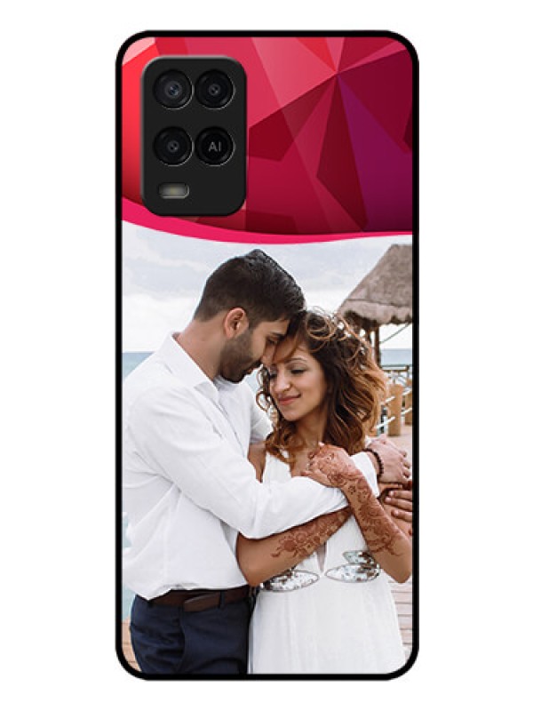 Custom Oppo A54 Custom Glass Mobile Case - Red Abstract Design