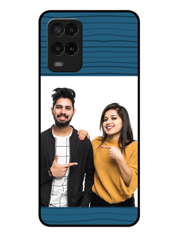 Custom Oppo A54 Custom Glass Phone Case - Blue Pattern Cover Design