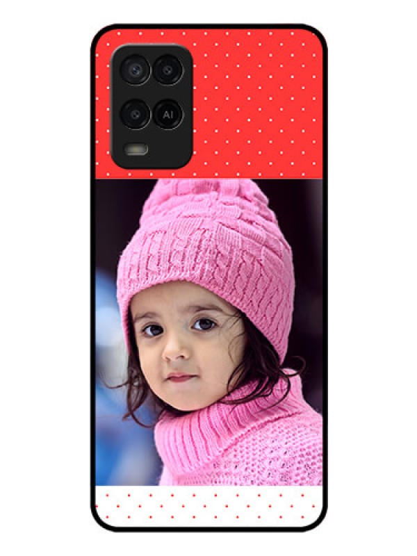 Custom Oppo A54 Photo Printing on Glass Case - Red Pattern Design