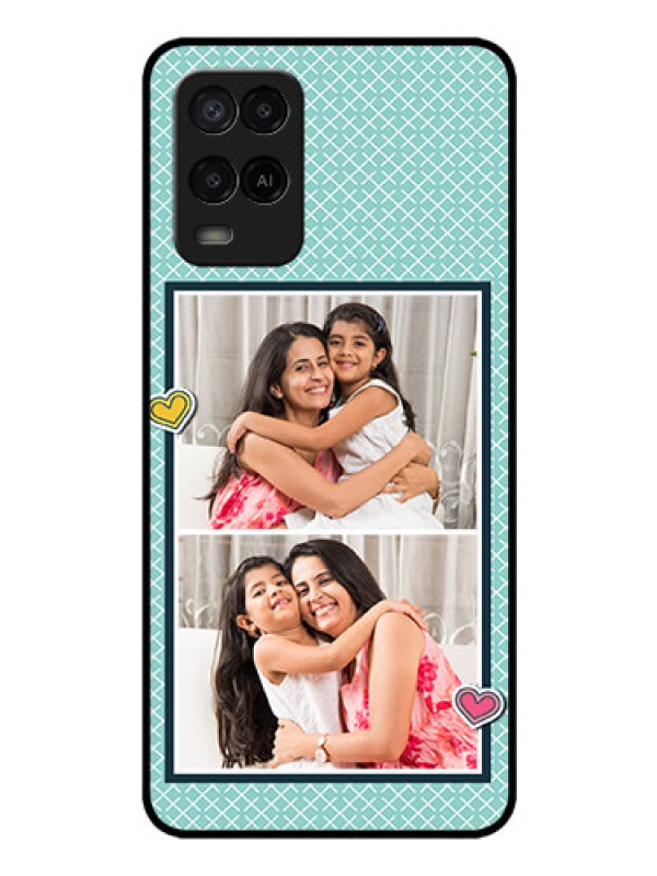 Custom Oppo A54 Custom Glass Phone Case - 2 Image Holder with Pattern Design