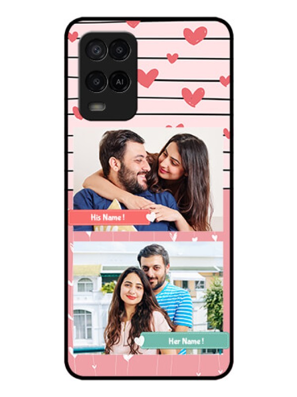 Custom Oppo A54 Custom Glass Mobile Case - Photo with Heart Design