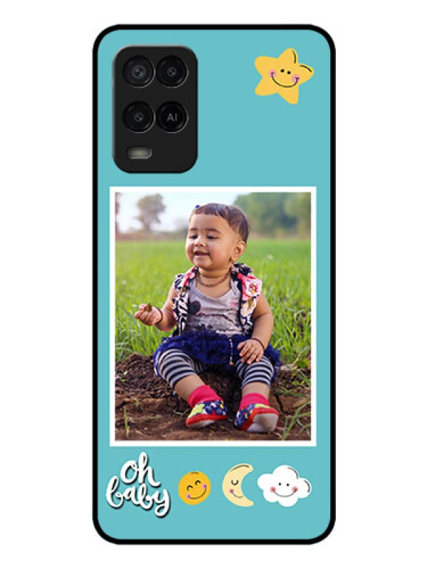 Custom Oppo A54 Personalized Glass Phone Case - Smiley Kids Stars Design