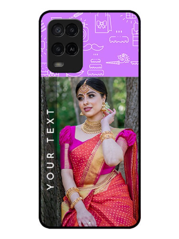 Custom Oppo A54 Custom Glass Mobile Case - Birthday Icons Design