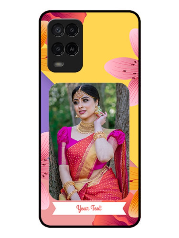 Custom Oppo A54 Custom Glass Mobile Case - 3 Image With Vintage Floral Design