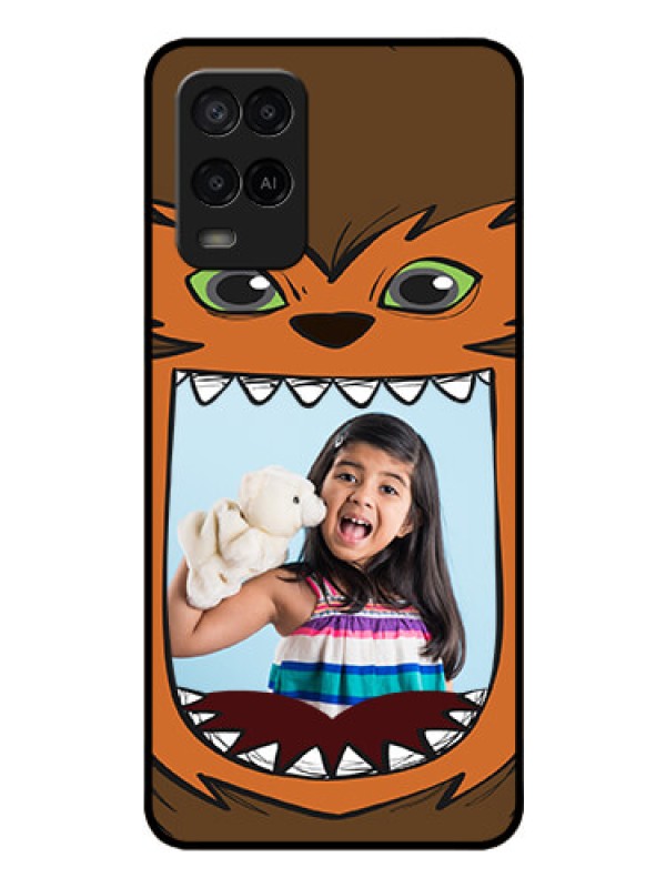 Custom Oppo A54 Photo Printing on Glass Case - Owl Monster Back Case Design