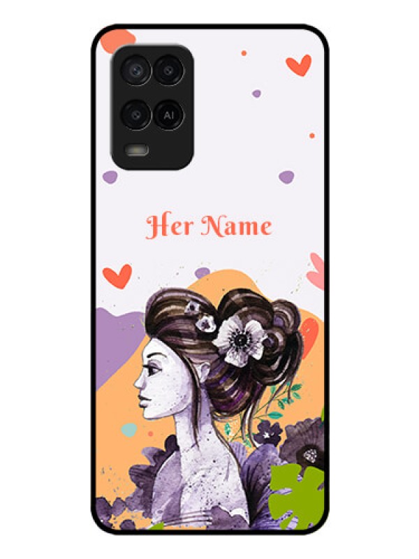 Custom Oppo A54 Personalized Glass Phone Case - Woman And Nature Design