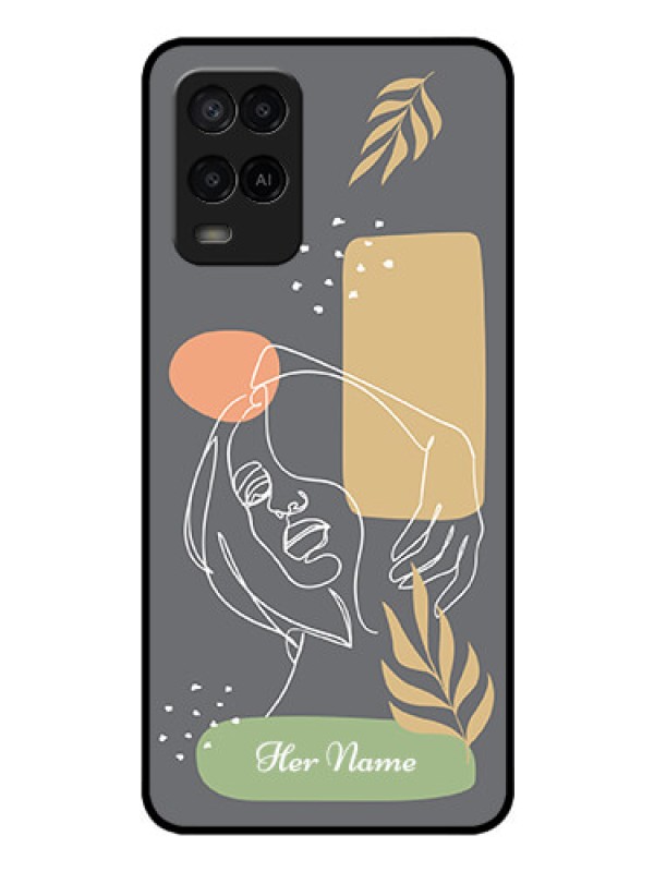 Custom Oppo A54 Custom Glass Phone Case - Gazing Woman line art Design