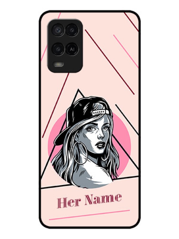 Custom Oppo A54 Personalized Glass Phone Case - Rockstar Girl Design
