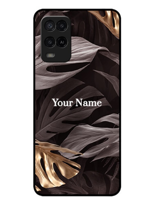 Custom Oppo A54 Personalised Glass Phone Case - Wild Leaves digital paint Design