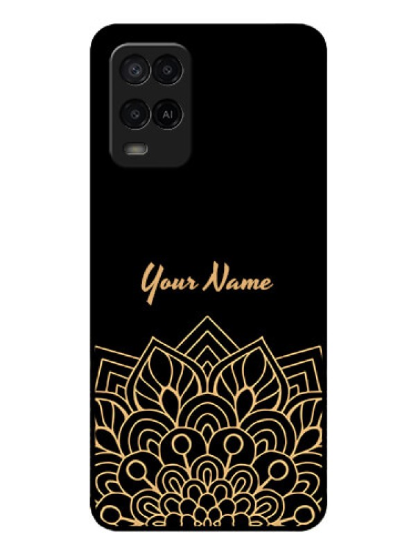 Custom Oppo A54 Custom Glass Phone Case - Golden mandala Design