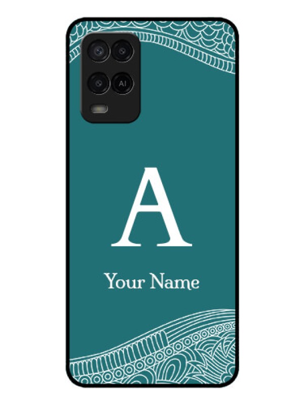 Custom Oppo A54 Personalized Glass Phone Case - line art pattern with custom name Design
