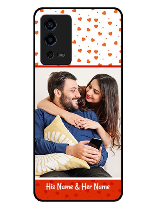 Custom Oppo A55 Custom Glass Phone Case - Orange Love Symbol Design
