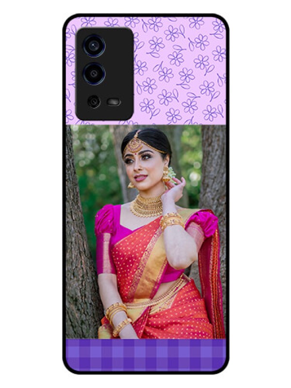 Custom Oppo A55 Custom Glass Phone Case - Purple Floral Design