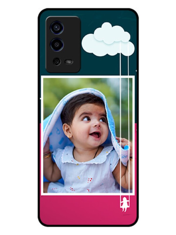 Custom Oppo A55 Custom Glass Phone Case - Cute Girl with Cloud Design