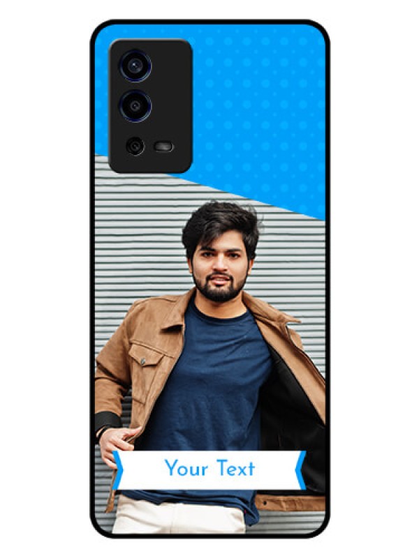 Custom Oppo A55 Photo Printing on Glass Case - Simple Blue Color Design