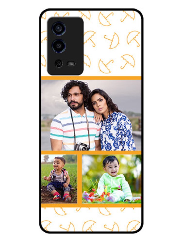 Custom Oppo A55 Custom Glass Mobile Case - Yellow Pattern Design