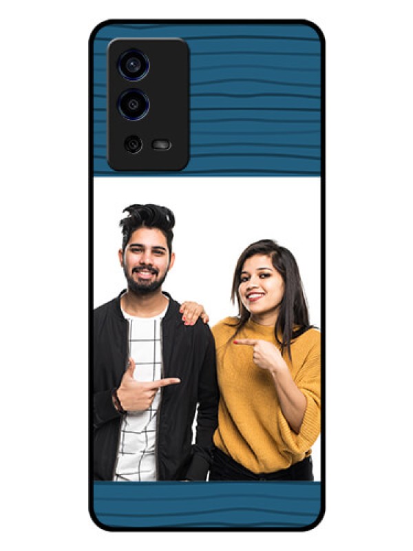 Custom Oppo A55 Custom Glass Phone Case - Blue Pattern Cover Design