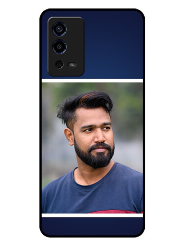 Custom Oppo A55 Personalized Glass Phone Case - Simple Royal Blue Design