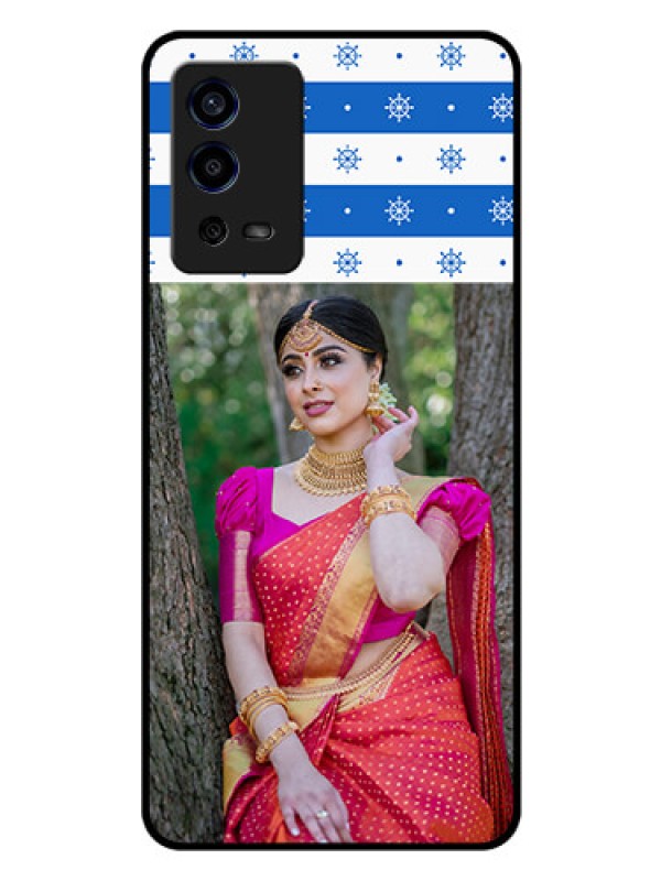 Custom Oppo A55 Photo Printing on Glass Case - Snow Pattern Design