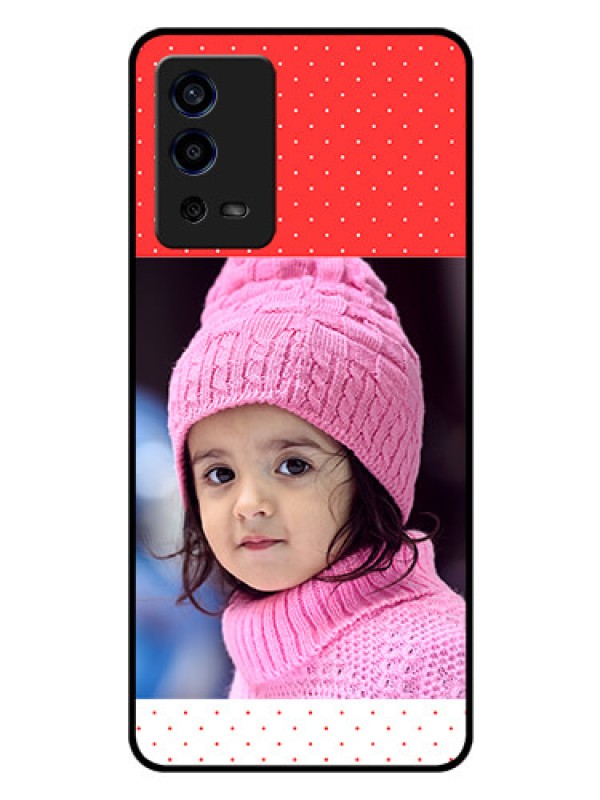 Custom Oppo A55 Photo Printing on Glass Case - Red Pattern Design