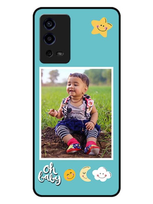 Custom Oppo A55 Personalized Glass Phone Case - Smiley Kids Stars Design