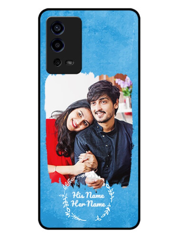 Custom Oppo A55 Custom Glass Phone Case - Blue Color Vintage Design