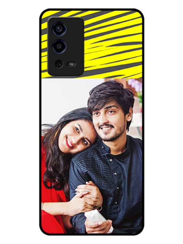 Custom Oppo A55 Photo Printing on Glass Case - Yellow Abstract Design
