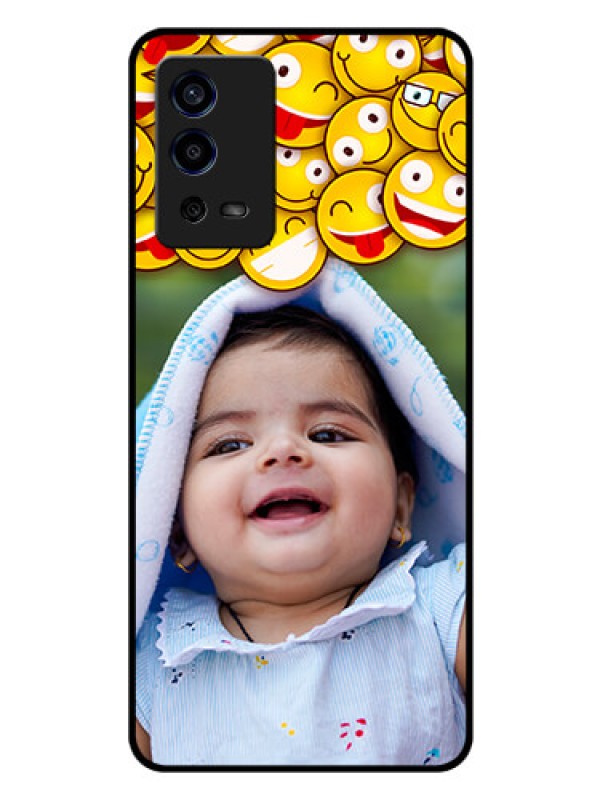 Custom Oppo A55 Custom Glass Mobile Case - with Smiley Emoji Design