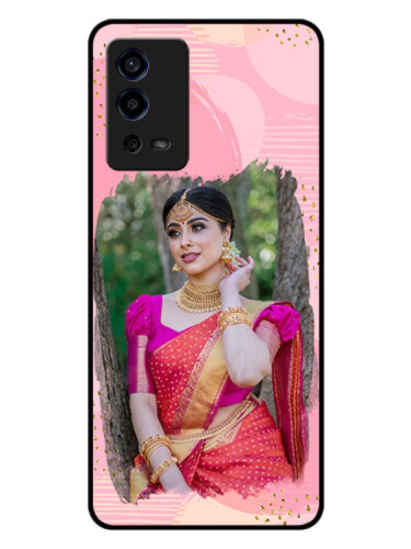 Custom Oppo A55 Personalized Glass Phone Case - Gold Glitter Splash Design