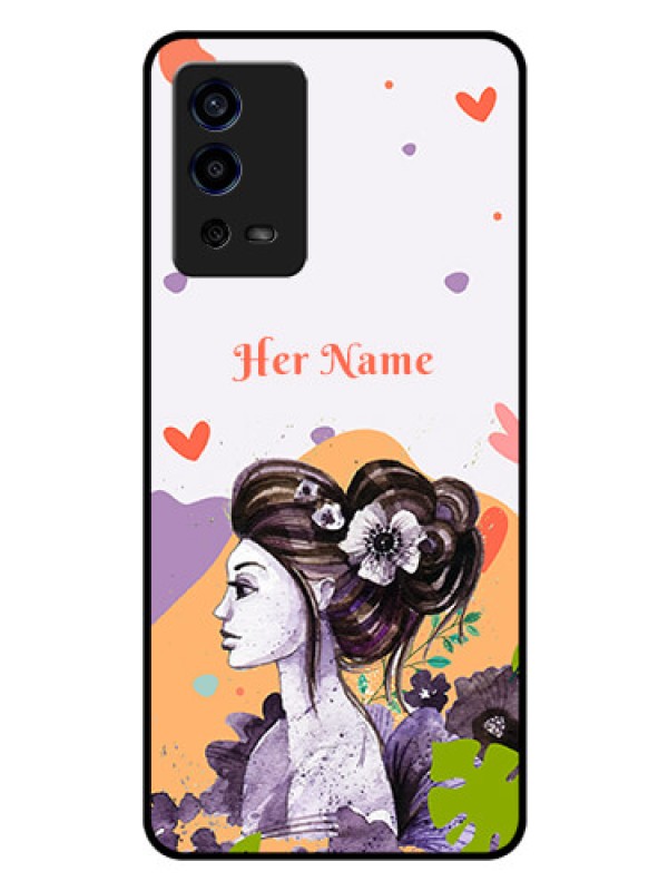 Custom Oppo A55 Personalized Glass Phone Case - Woman And Nature Design