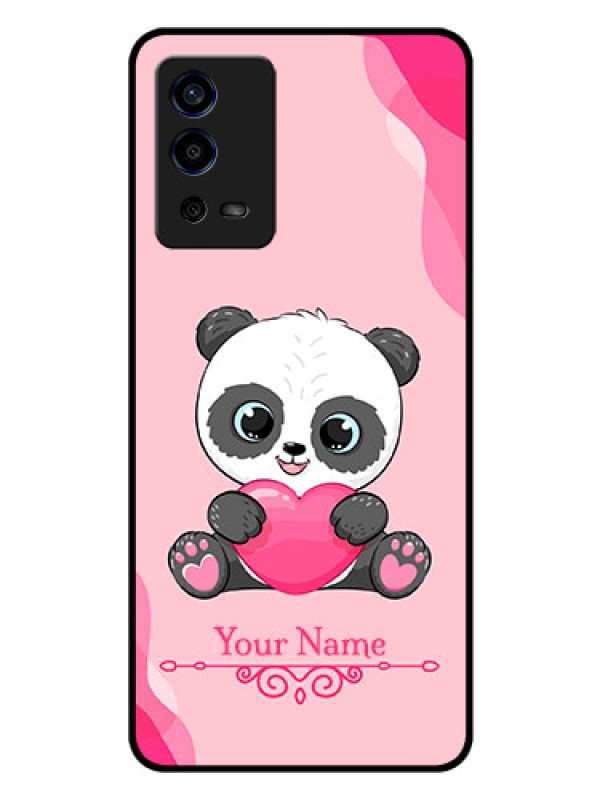 Custom Oppo A55 Custom Glass Mobile Case - Cute Panda Design