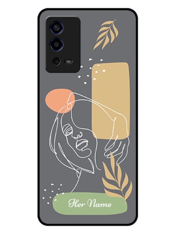 Custom Oppo A55 Custom Glass Phone Case - Gazing Woman line art Design